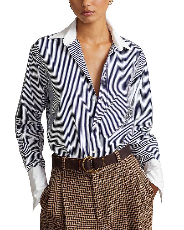 Рубашка свободного кроя в двухцветную полоску Ralph Lauren, синий
Рубашка свободного кроя в двухцветную полоску Ralph Lauren, синий