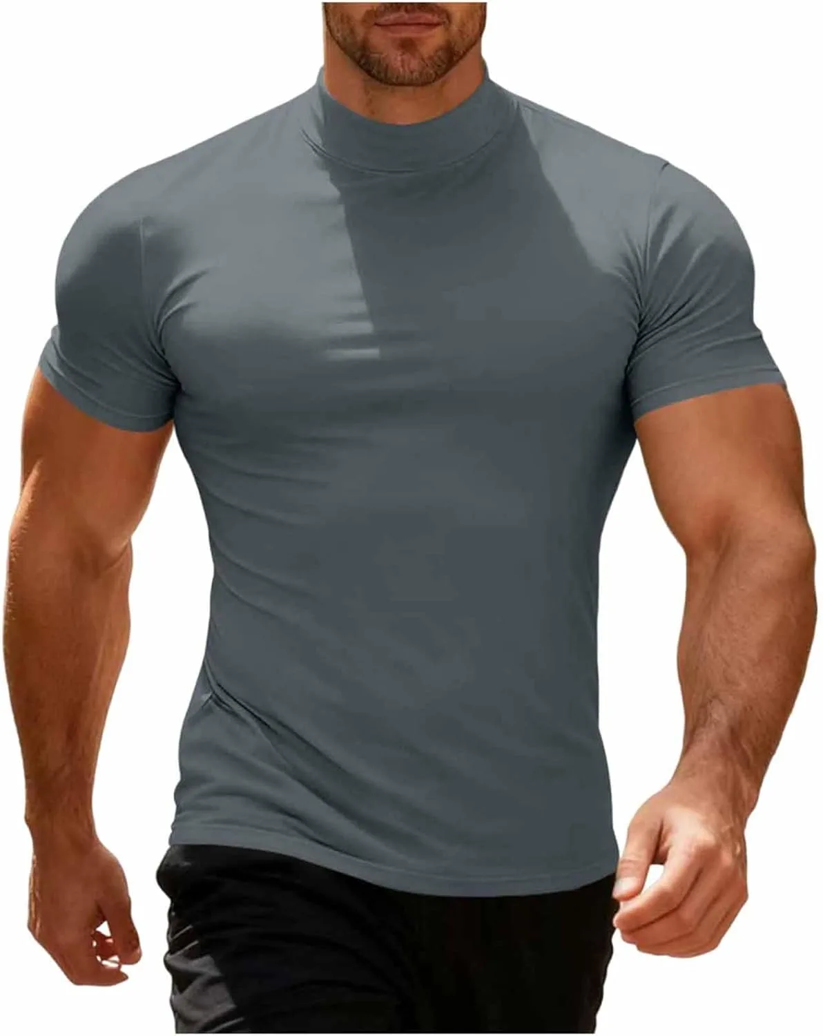 Мужская летняя футболка Stretch Slim Fit с коротким рукавом и водолазкой
Мужская летняя футболка Stretch Slim Fit с коротким рукавом и водолазкой