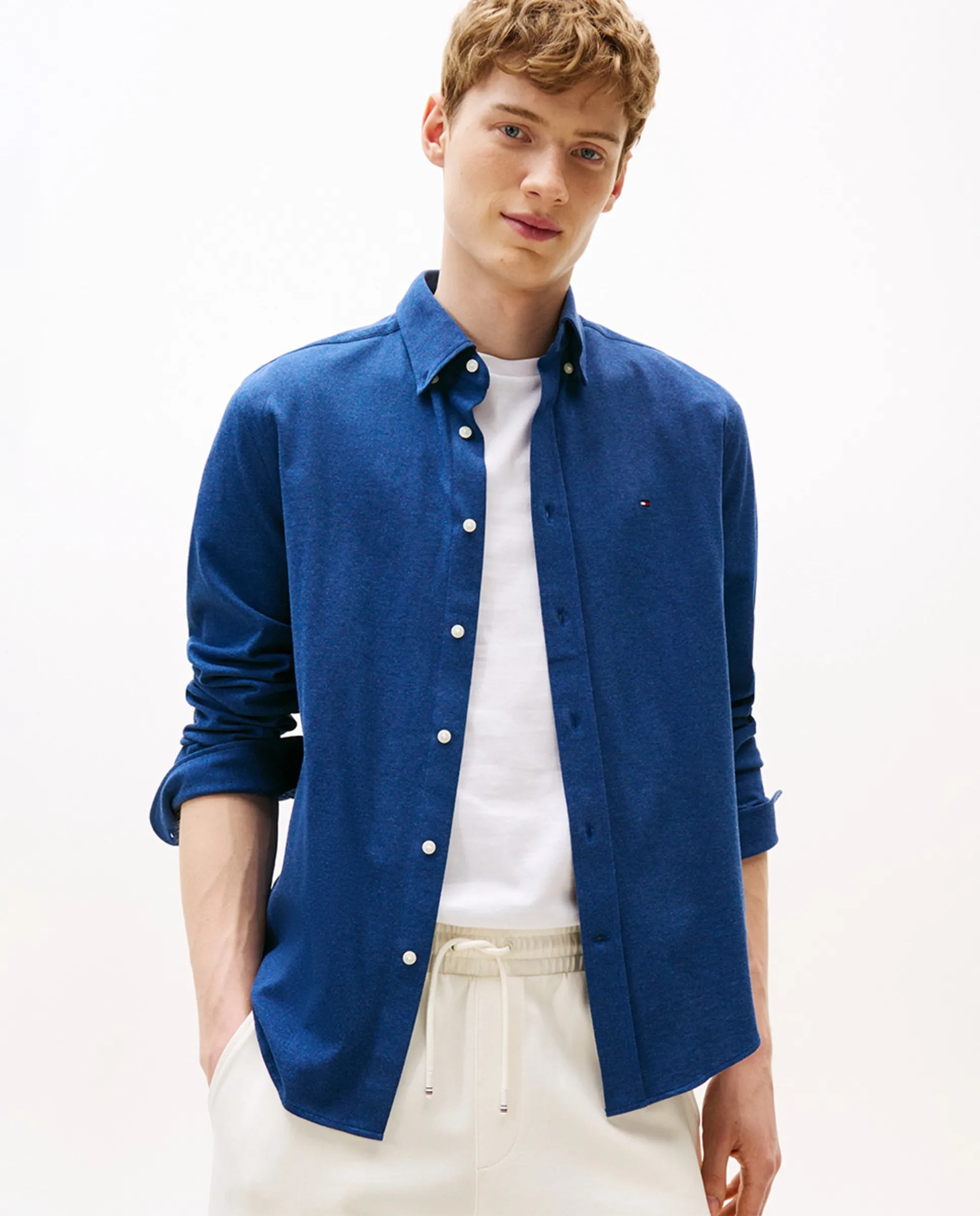 Мужская однотонная трикотажная рубашка Tommy Hilfiger, индиго
Мужская однотонная трикотажная рубашка Tommy Hilfiger, индиго