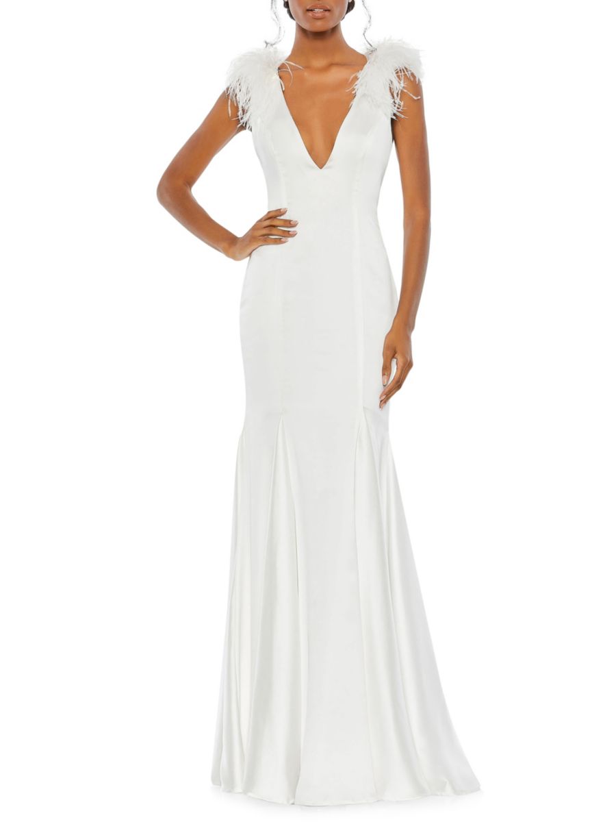 Платье силуэта русалка с отделкой из страусиных перьев Mac Duggal, белый
Платье силуэта русалка с отделкой из страусиных перьев Mac Duggal, белый