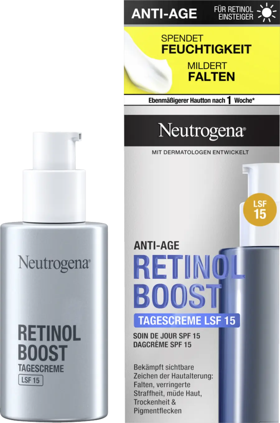 Дневной крем Neutrogena Anti-Age Retinol Boost Tagescreme LSF 15
Дневной крем Neutrogena Anti-Age Retinol Boost Tagescreme LSF 15