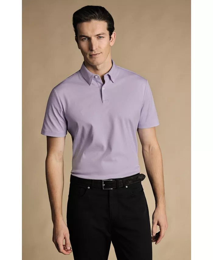 Простая джерсей-поло с коротким рукавом Charles Tyrwhitt, синий 
Простая джерсей-поло с коротким рукавом Charles Tyrwhitt, синий