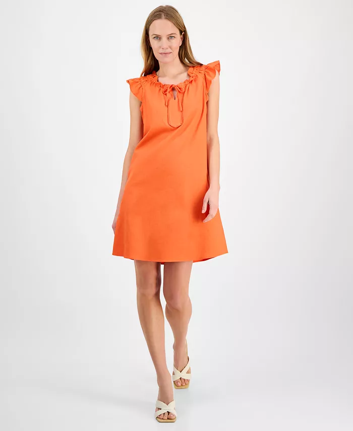 Женское платье-рубашка с разрезом на горловине и оборками на рукавах Robbie Bee, оранжевый
Женское платье-рубашка с разрезом на горловине и оборками на рукавах Robbie Bee, оранжевый