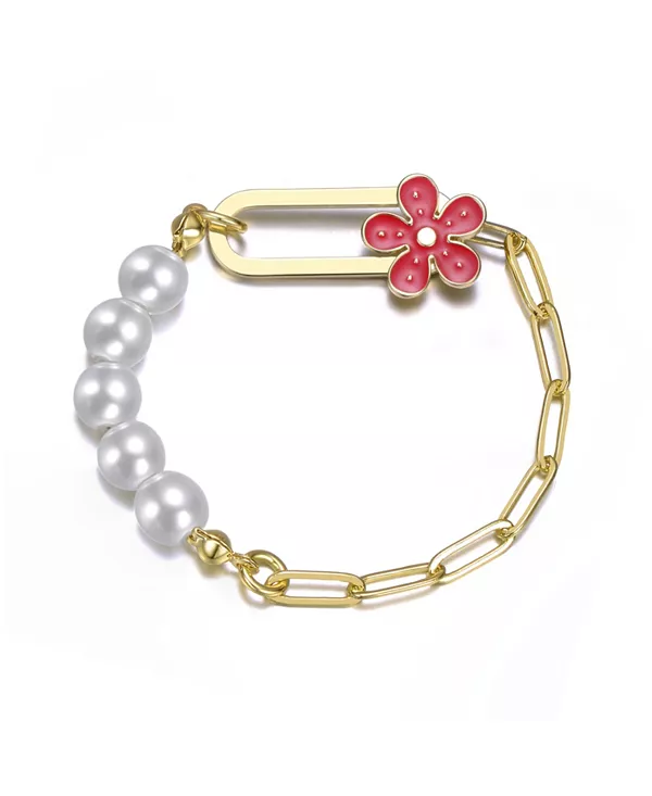 Браслет с покрытием из 14-каратного золота, жемчугом и эмалевой застежкой в виде цветка Gigigirl, red
Браслет с покрытием из 14-каратного золота, жемчугом и эмалевой застежкой в виде цветка Gigigirl, red