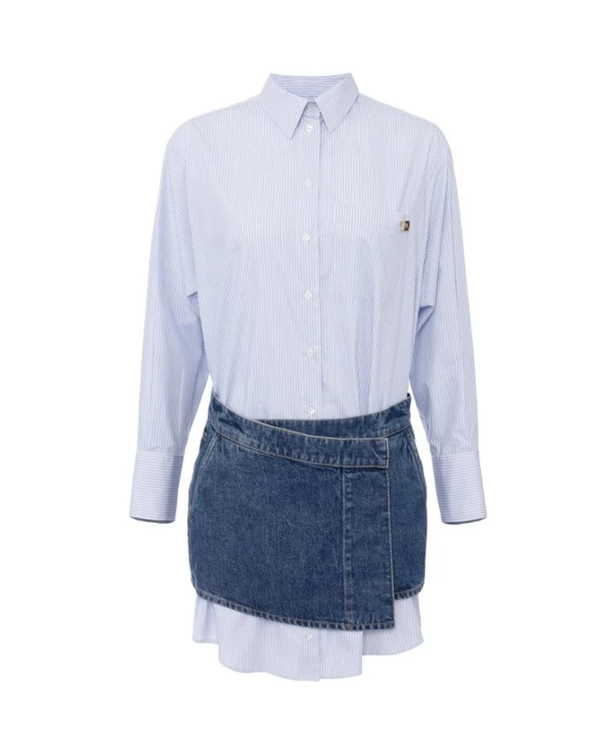 Платье из хлопкового поплина и джинсовой ткани. Elisabetta Franchi, синий
Платье из хлопкового поплина и джинсовой ткани. Elisabetta Franchi, синий