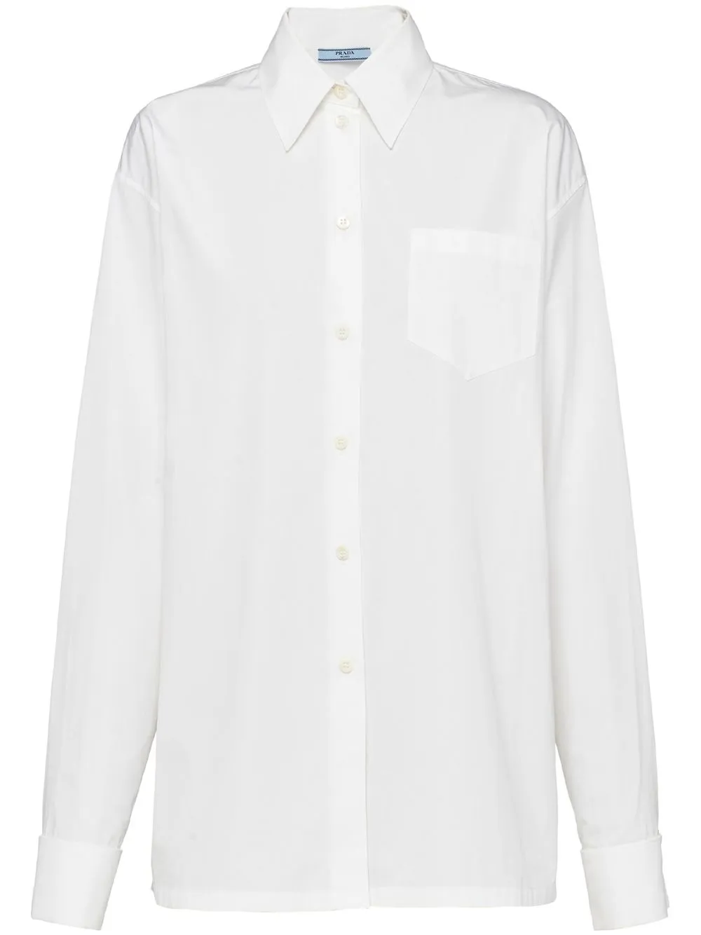 Поплиновая рубашка с логотипом Prada, белый
Поплиновая рубашка с логотипом Prada, белый