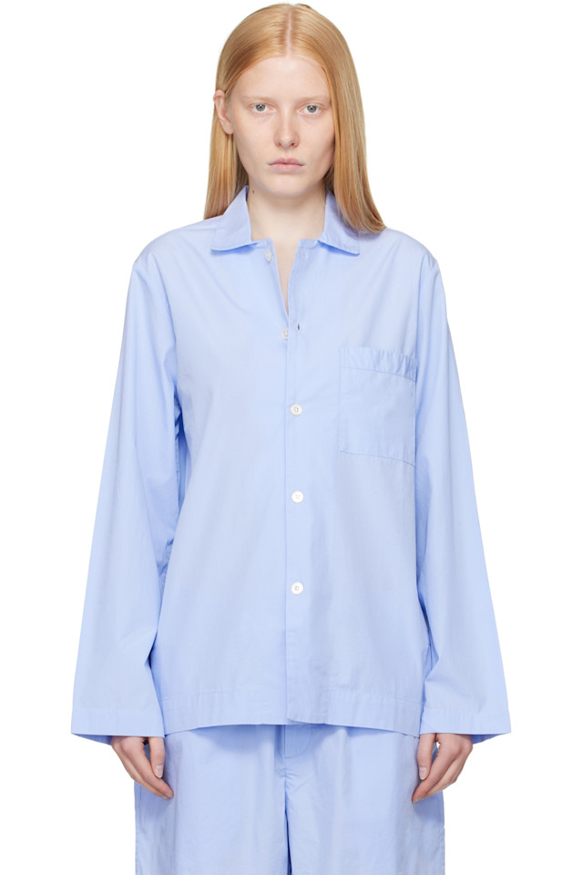 Поплиновая пижамная рубашка с длинными рукавами Tekla, синий
Поплиновая пижамная рубашка с длинными рукавами Tekla, синий