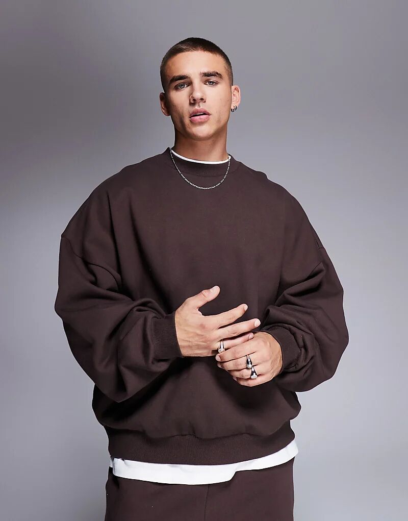 Премиальная толстовка из плотной ткани экстремального размера 400 г/м² темно-коричневого цвета ASOS DESIGN 
Премиальная толстовка из плотной ткани экстремального размера 400 г/м² темно-коричневого цвета ASOS DESIGN