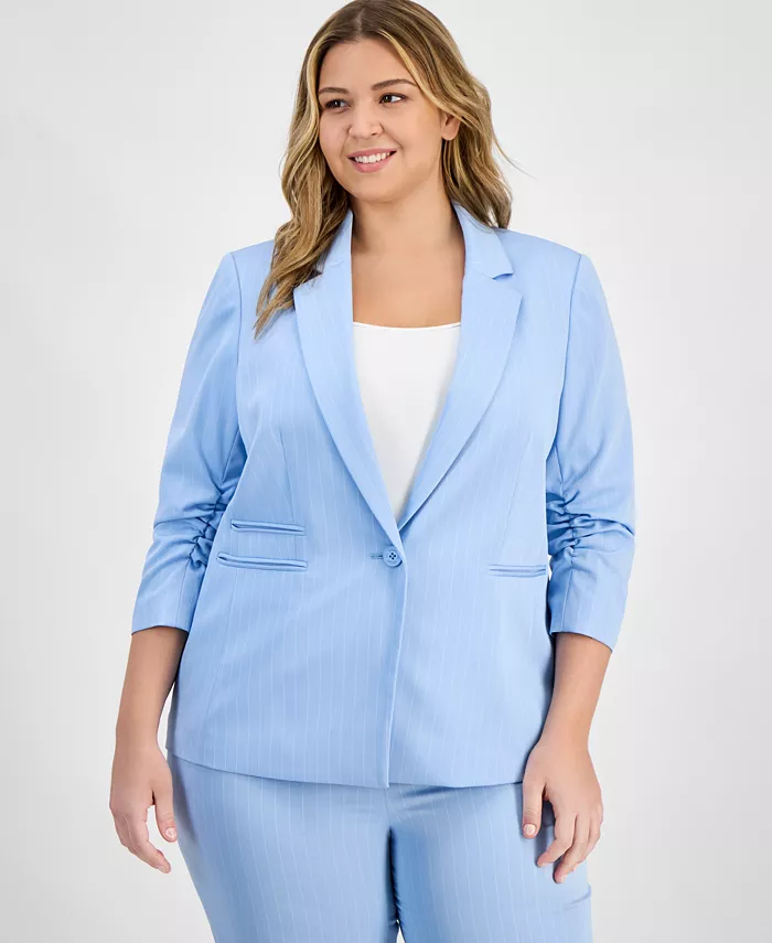 Полосатый блейзер больших размеров с присборенными рукавами Tahari ASL, синий
Полосатый блейзер больших размеров с присборенными рукавами Tahari ASL, синий