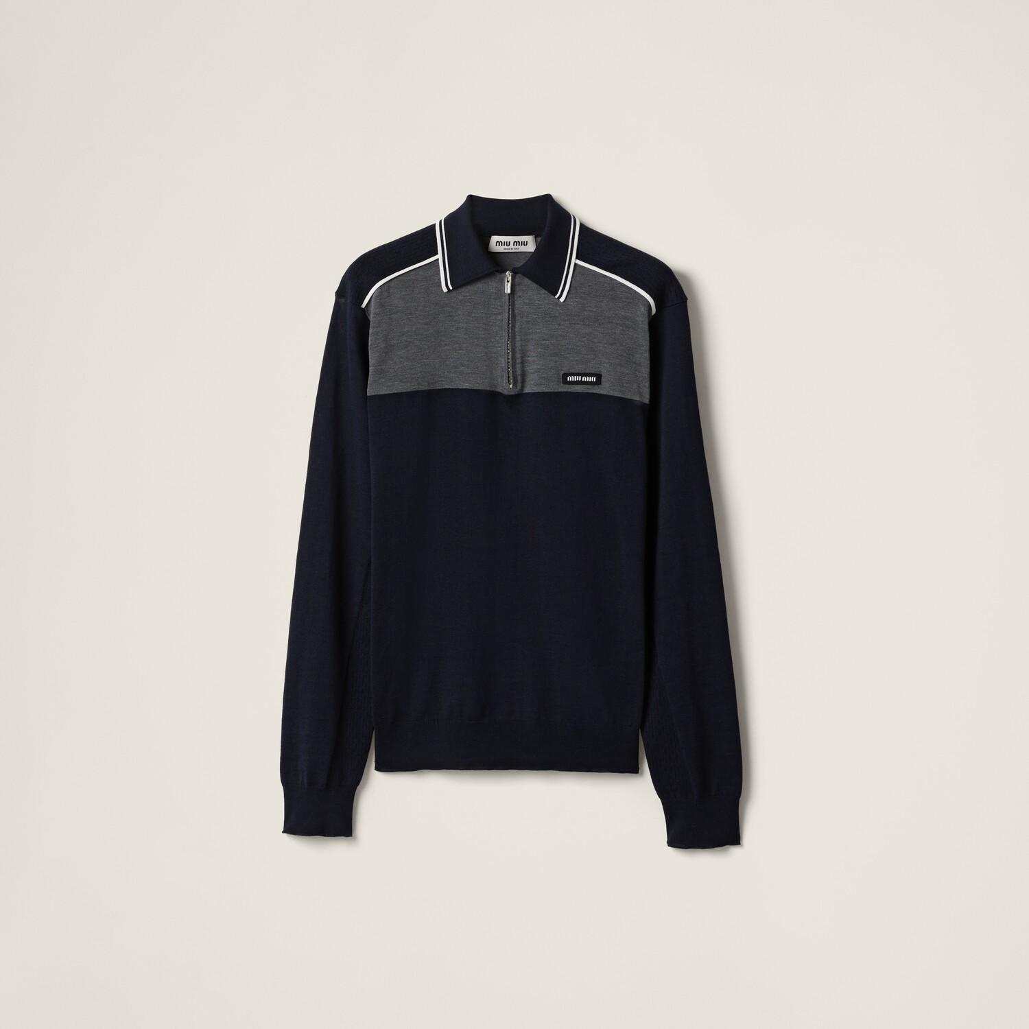 Поло из хлопка и шелка MIU MIU, синий/серо-синий
Поло из хлопка и шелка MIU MIU, синий/серо-синий