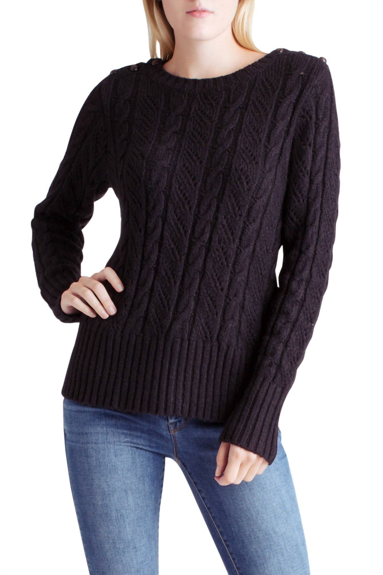 Свитер из пряжи в стиле панк черного цвета Kensie
Свитер из пряжи в стиле панк черного цвета Kensie