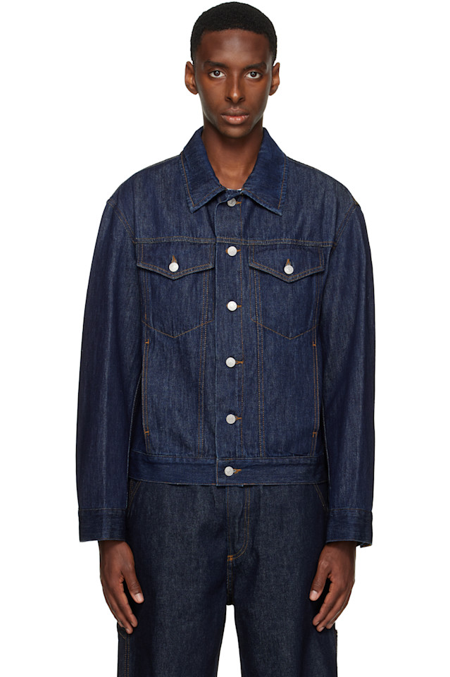 Dries Van Noten Короткая джинсовая куртка темно-синего цвета
Dries Van Noten Короткая джинсовая куртка темно-синего цвета