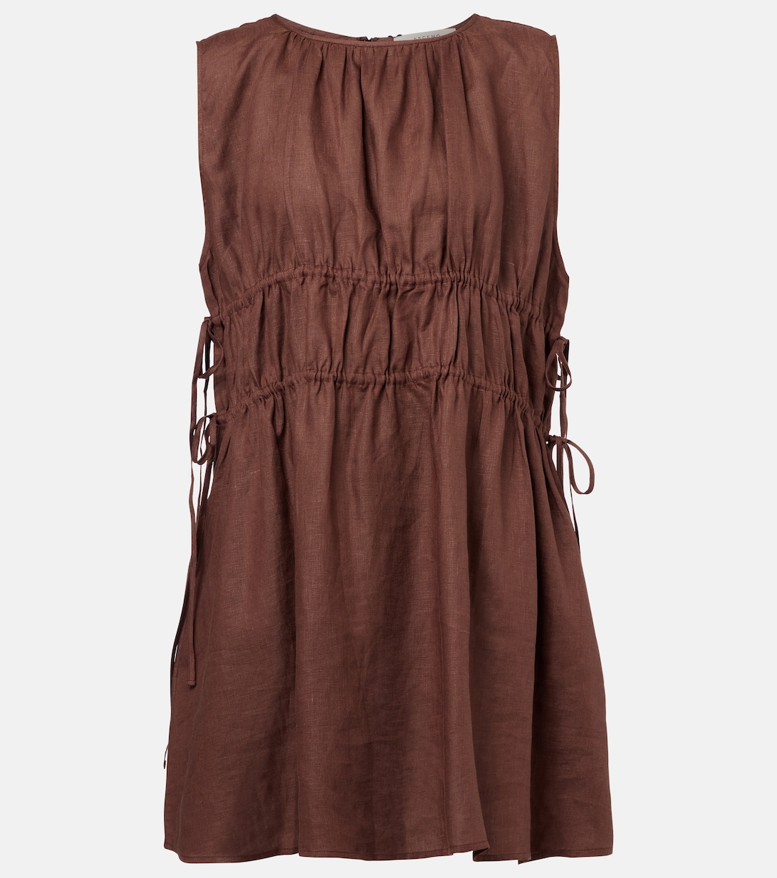 Собранное льняное мини-платье Asceno, коричневый
Собранное льняное мини-платье Asceno, коричневый