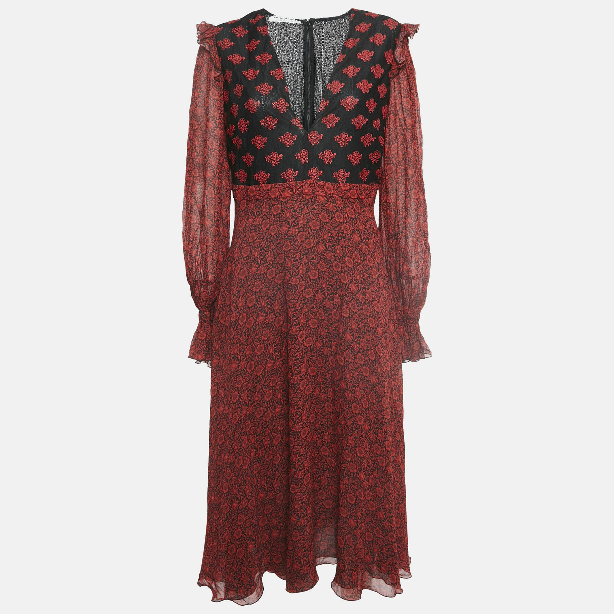 Платье Philosophy Di Lorenzo Serafini из красного крепа с V-образным вырезом в стиле Уильяма Морриса
Платье Philosophy Di Lorenzo Serafini из красного крепа с V-образным вырезом в стиле Уильяма Морриса