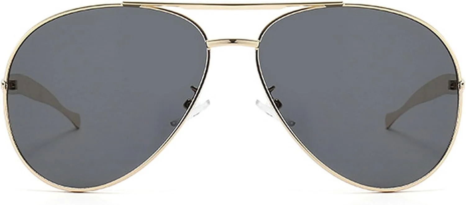 Крупные солнцезащитные очки-пилот для женщин и мужчин. Модные металлические солнцезащитные очки с двойной перемычкой и защитой от УФ-излучения mincl, Gold Black
Крупные солнцезащитные очки-пилот для женщин и мужчин. Модные металлические солнцезащитные очки с двойной перемычкой и защитой от УФ-излучения mincl, Gold Black
