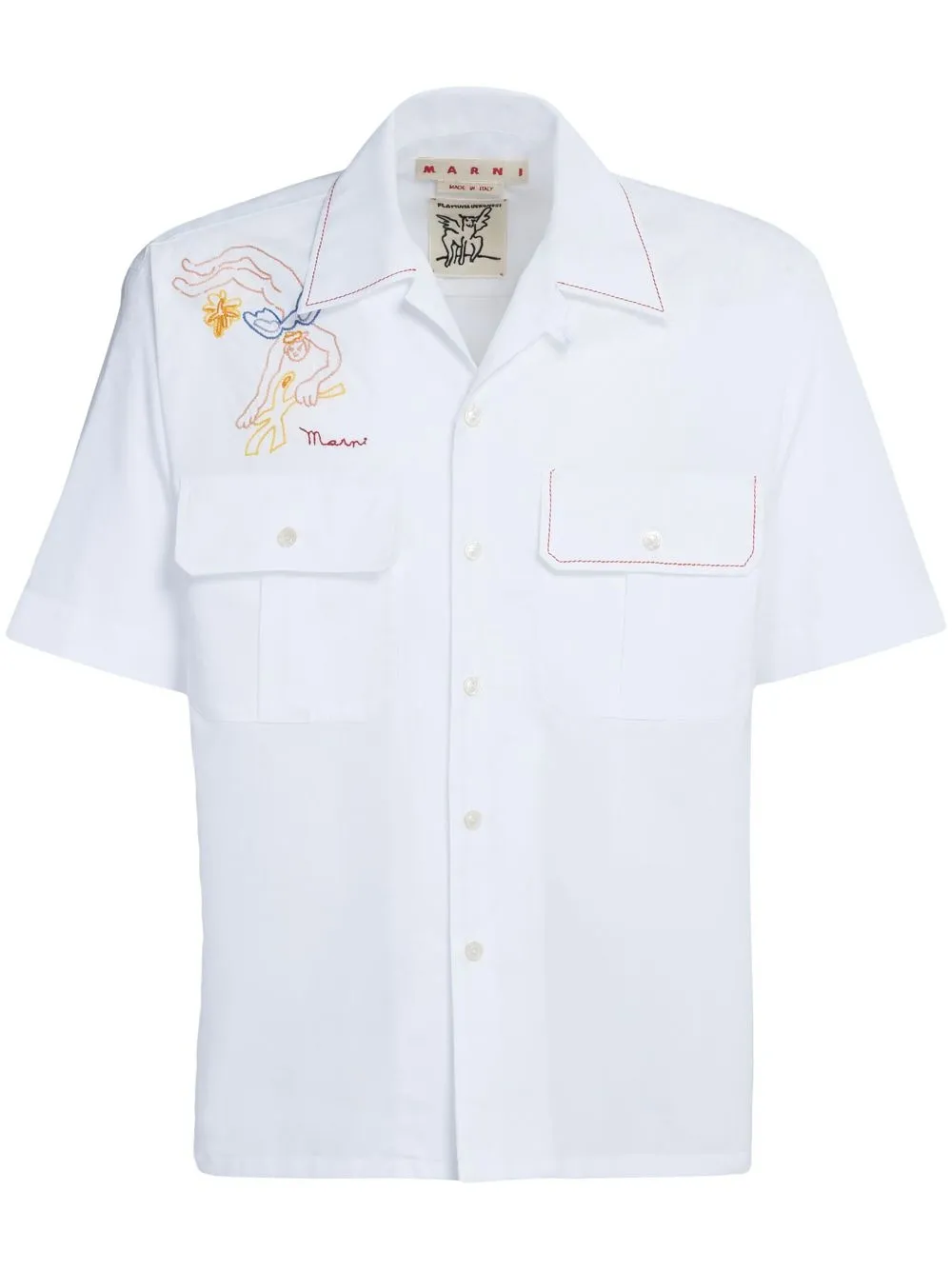 Рубашка с короткими рукавами и вышитым логотипом Marni, белый
Рубашка с короткими рукавами и вышитым логотипом Marni, белый
