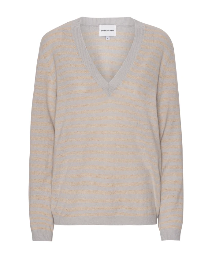 Полосатый кашемировый свитер с V-образным вырезом Americandreams, серый
Полосатый кашемировый свитер с V-образным вырезом Americandreams, серый