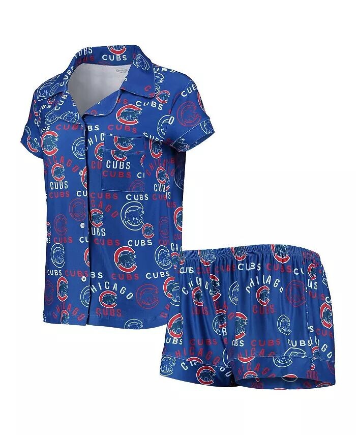 Женский комплект для сна из топа и шорт с флагманским принтом Royal Chicago Cubs Concepts Sport, синий
Женский комплект для сна из топа и шорт с флагманским принтом Royal Chicago Cubs Concepts Sport, синий