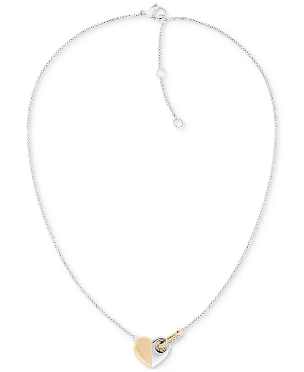 Двухцветное ожерелье с кольцом и подвеской в форме сердца из нержавеющей стали, 16 дюймов + удлинитель 2 дюйма Tommy Hilfiger, silver
Двухцветное ожерелье с кольцом и подвеской в форме сердца из нержавеющей стали, 16 дюймов + удлинитель 2 дюйма Tommy Hilfiger, silver