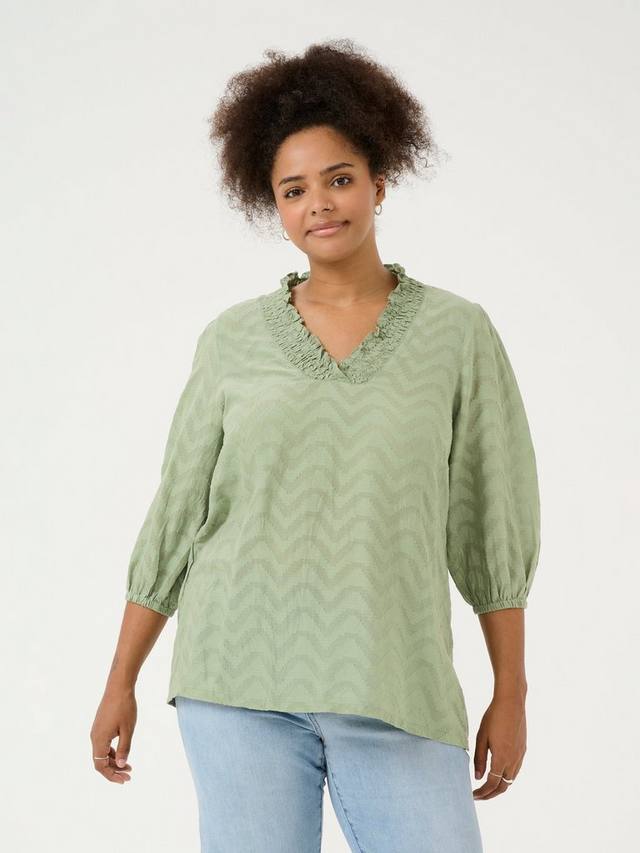 Топ с v-образным вырезом vitana с оборками KAFFE Curve, цвет Oil Green
Топ с v-образным вырезом vitana с оборками KAFFE Curve, цвет Oil Green