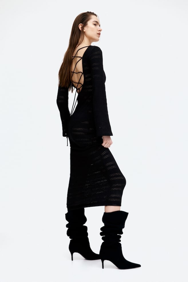 Платье ажурной вязки со шнуровкой H&M, черный
Платье ажурной вязки со шнуровкой H&M, черный