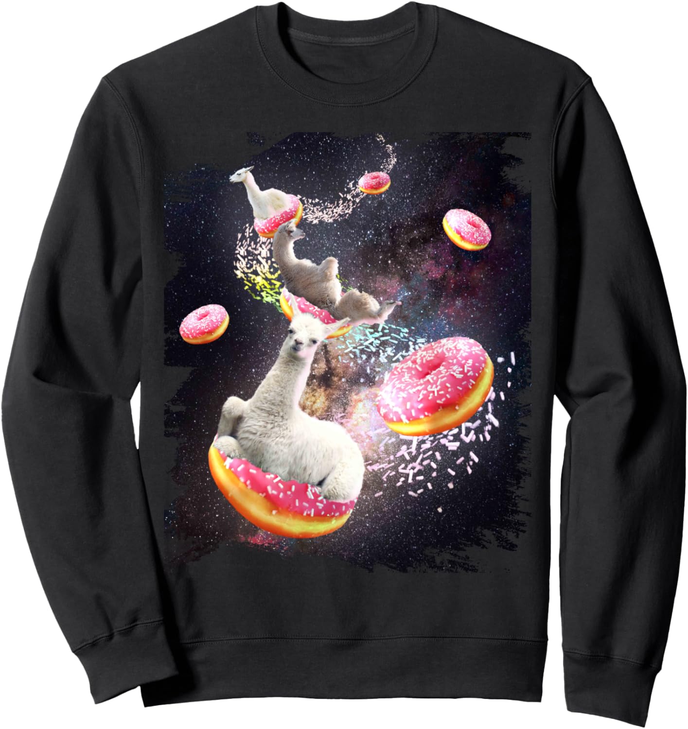 Толстовка с изображением космической ламы, едущей на пончике, и ламы из галактики Random Galaxy, черный
Толстовка с изображением космической ламы, едущей на пончике, и ламы из галактики Random Galaxy, черный