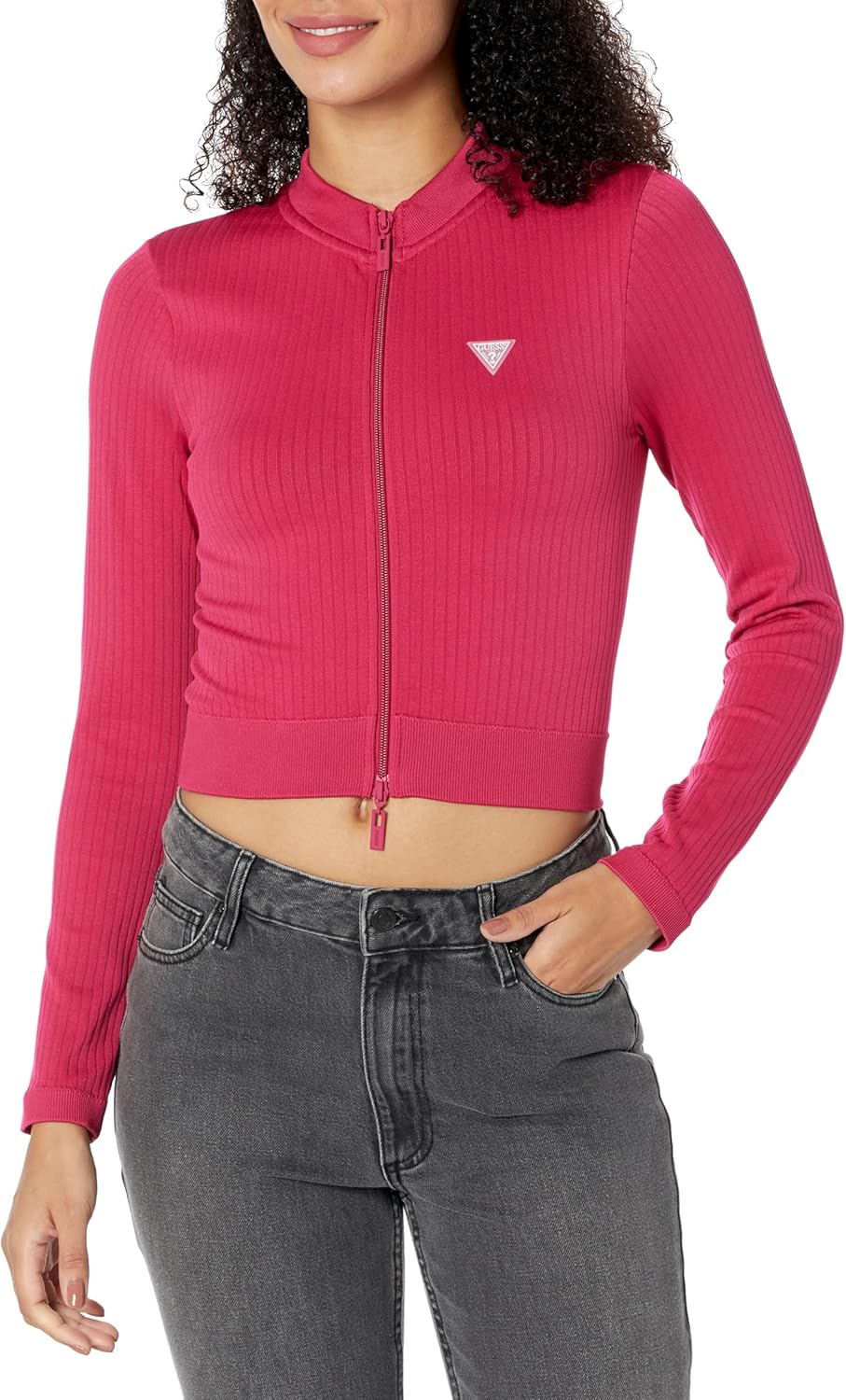 GUESS Женский ребристый бесшовный полнозамковый кроп-топ, Private Purple
GUESS Женский ребристый бесшовный полнозамковый кроп-топ, Private Purple
