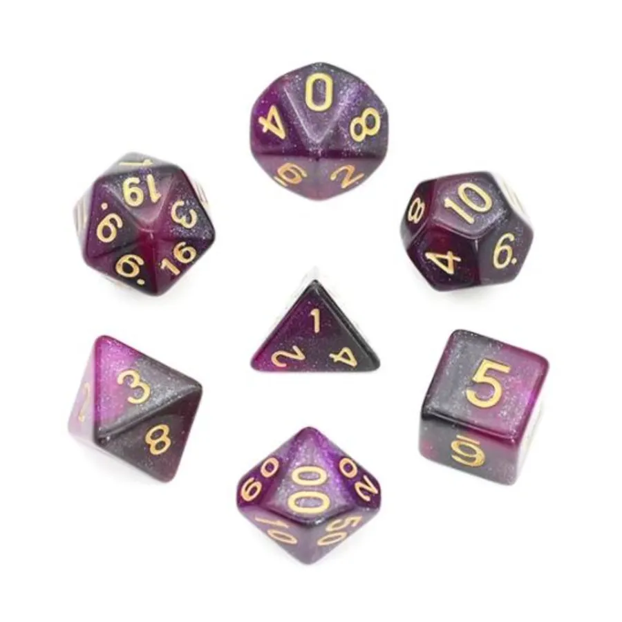 Набор Poly — черно-фиолетовая галактика с золотом (7), Dice Sets - Resin/Acrylic - Rainbow & Multi-Colored (Foam Brain Games)
Набор Poly — черно-фиолетовая галактика с золотом (7), Dice Sets - Resin/Acrylic - Rainbow & Multi-Colored (Foam Brain Games)