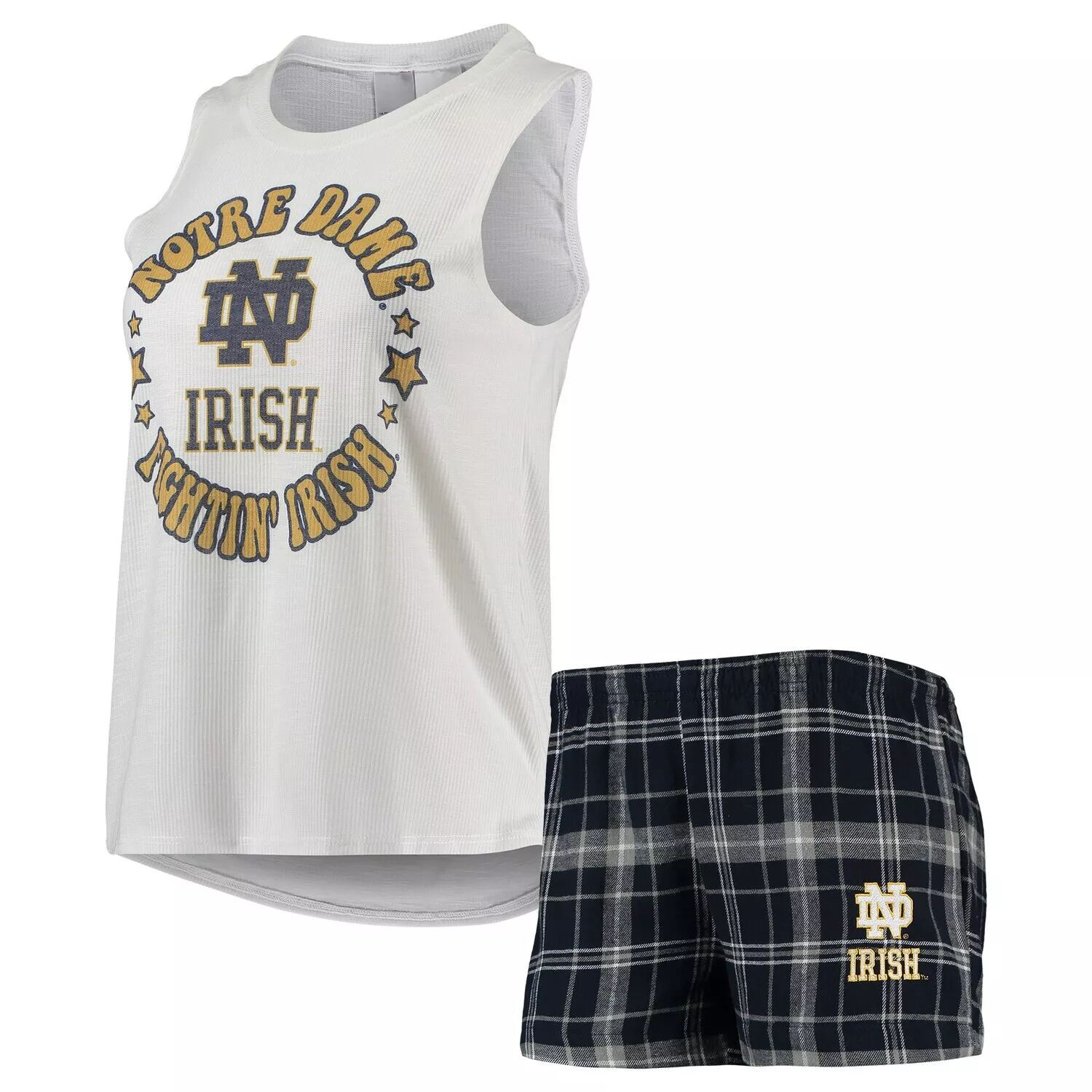 Женский спортивный темно-синий/белый комплект Notre Dame Fighting Irish Ultimate, фланелевая майка и шорты, комплект для сна
Женский спортивный темно-синий/белый комплект Notre Dame Fighting Irish Ultimate, фланелевая майка и шорты, комплект для сна