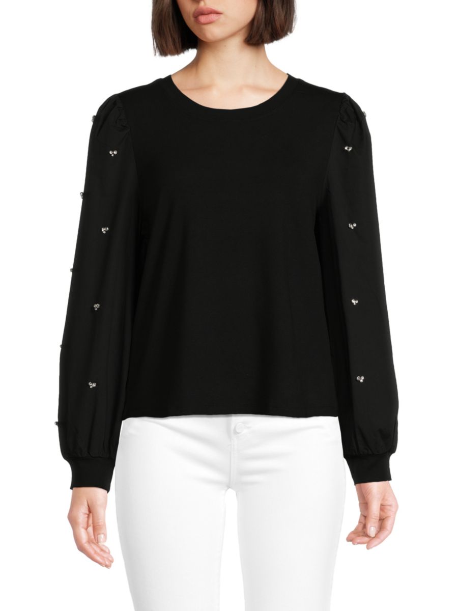 Топ с декоративным узором в смешанной технике Design 365, черный
Топ с декоративным узором в смешанной технике Design 365, черный