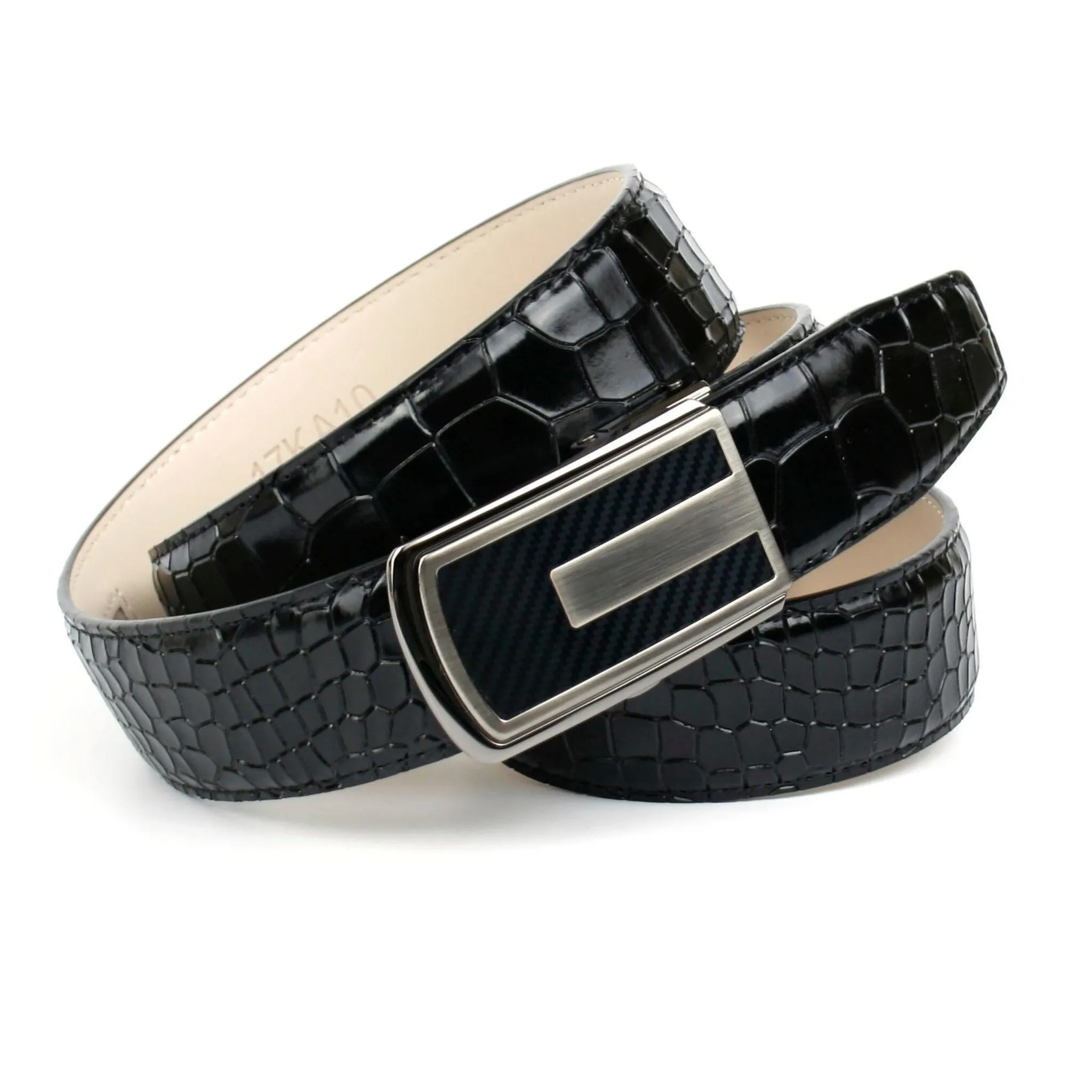Кожаный ремень Anthoni Crown с узором под кожу крокодила, черный
Кожаный ремень Anthoni Crown с узором под кожу крокодила, черный