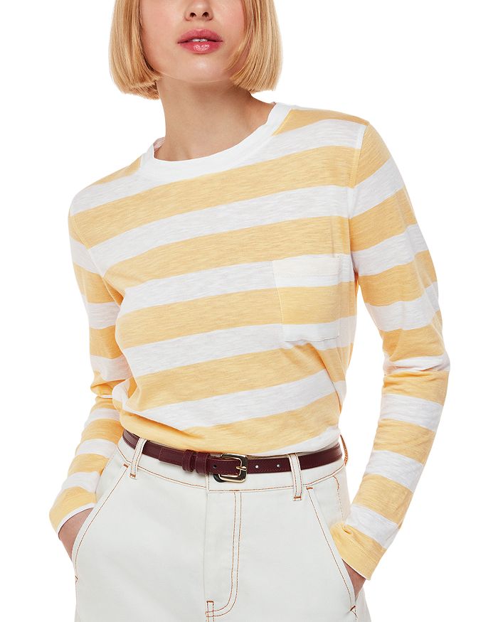 Полосатый топ с круглым вырезом и карманом Whistles, желтый
Полосатый топ с круглым вырезом и карманом Whistles, желтый