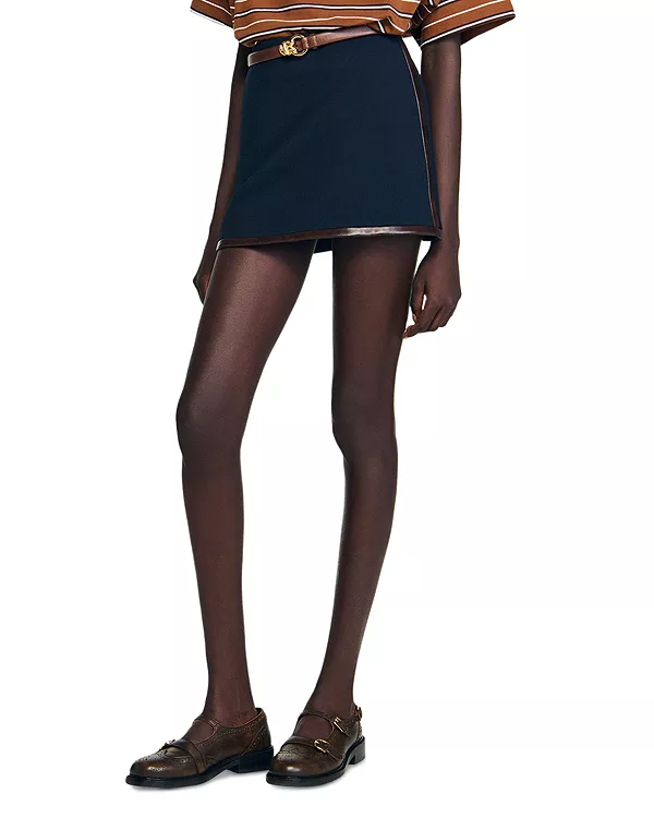 Мини-Юбка с кожаной отделкой Sandro, синий
Мини-Юбка с кожаной отделкой Sandro, синий