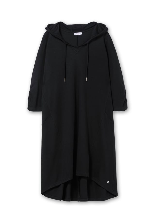 Платье с капюшоном и подолом в стиле интерлок-маллет Sheego, черный
Платье с капюшоном и подолом в стиле интерлок-маллет Sheego, черный