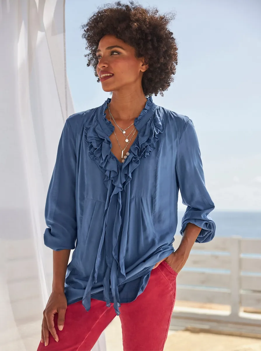 Блузка Heine с оборками, джинсовый
Блузка Heine с оборками, джинсовый