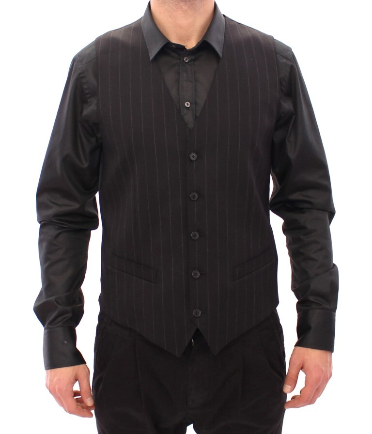 Элегантный жилет из черной шерсти в полоску Dolce & Gabbana, черный
Элегантный жилет из черной шерсти в полоску Dolce & Gabbana, черный