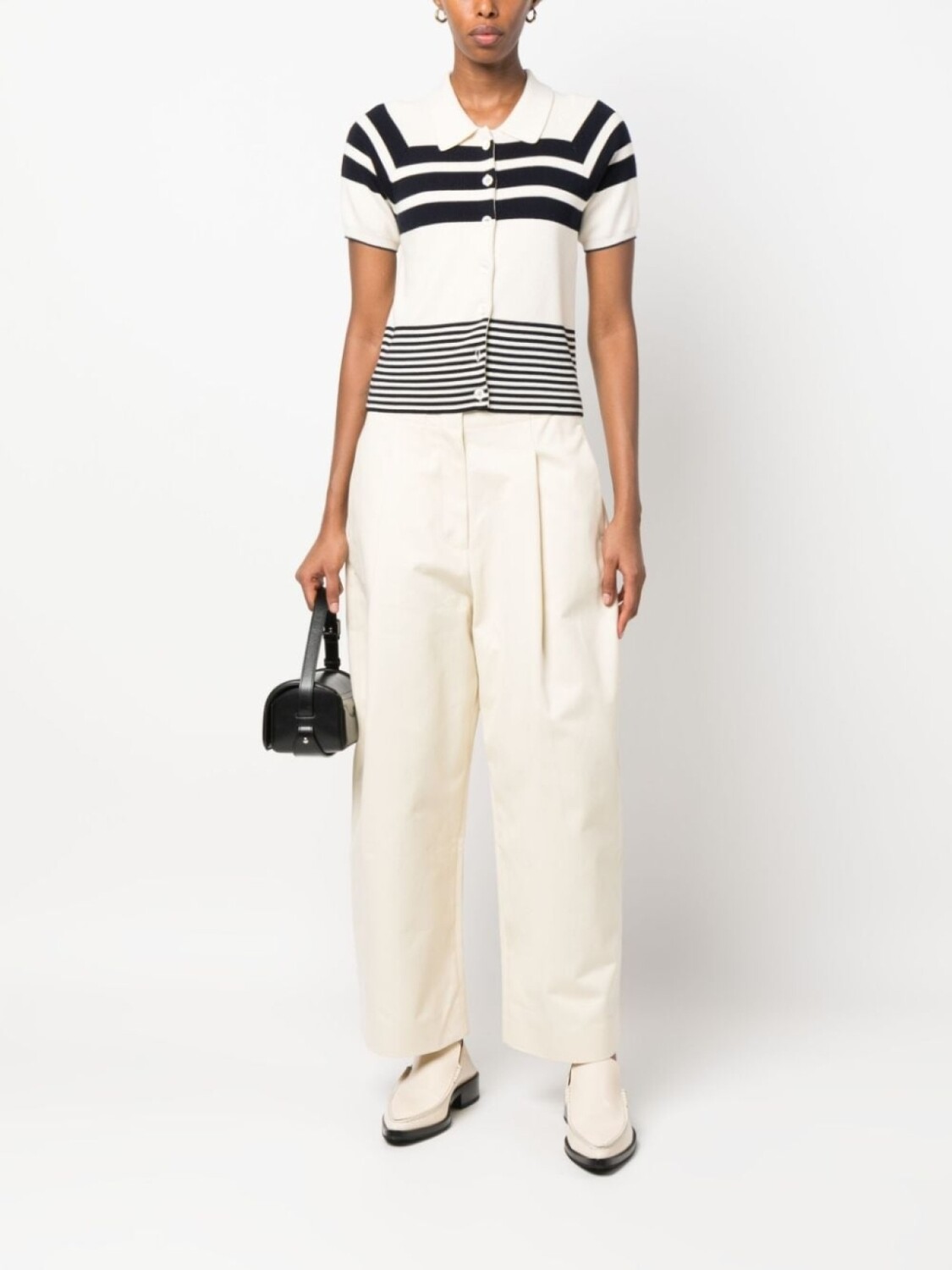 Studio Nicholson широкие брюки с завышенной талией, белый 
Studio Nicholson широкие брюки с завышенной талией, белый