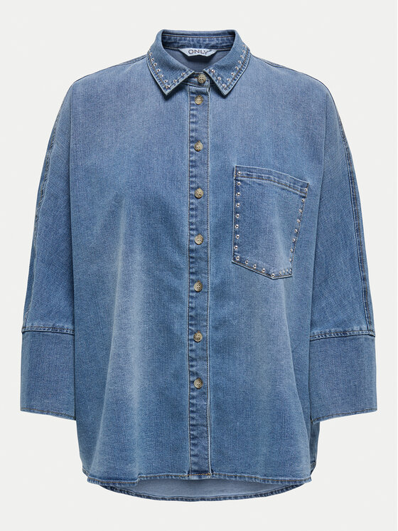 Рубашка джинсовая свободного кроя Grace 15338585 Only, синий 
Рубашка джинсовая свободного кроя Grace 15338585 Only, синий