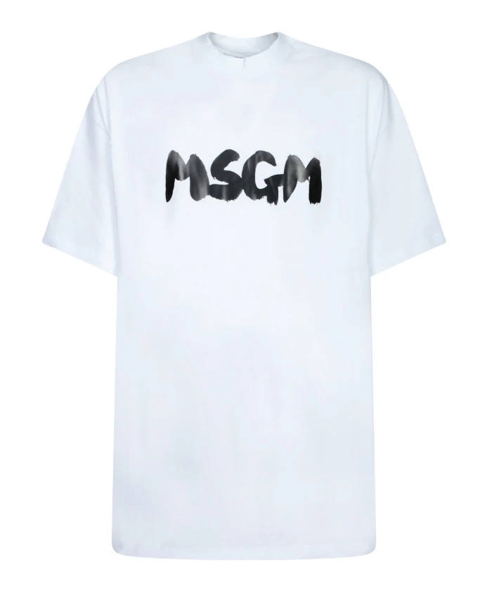 Хлопковая футболка с круглым вырезом и принтом Msgm, белый
Хлопковая футболка с круглым вырезом и принтом Msgm, белый