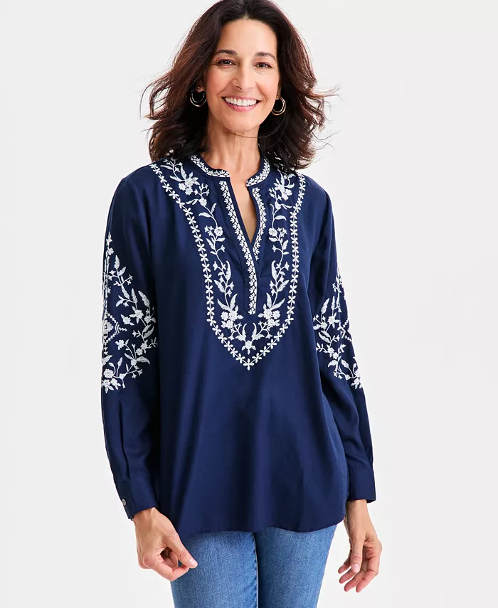 Женская вышитая туника с длинными рукавами Style & Co, синий
Женская вышитая туника с длинными рукавами Style & Co, синий