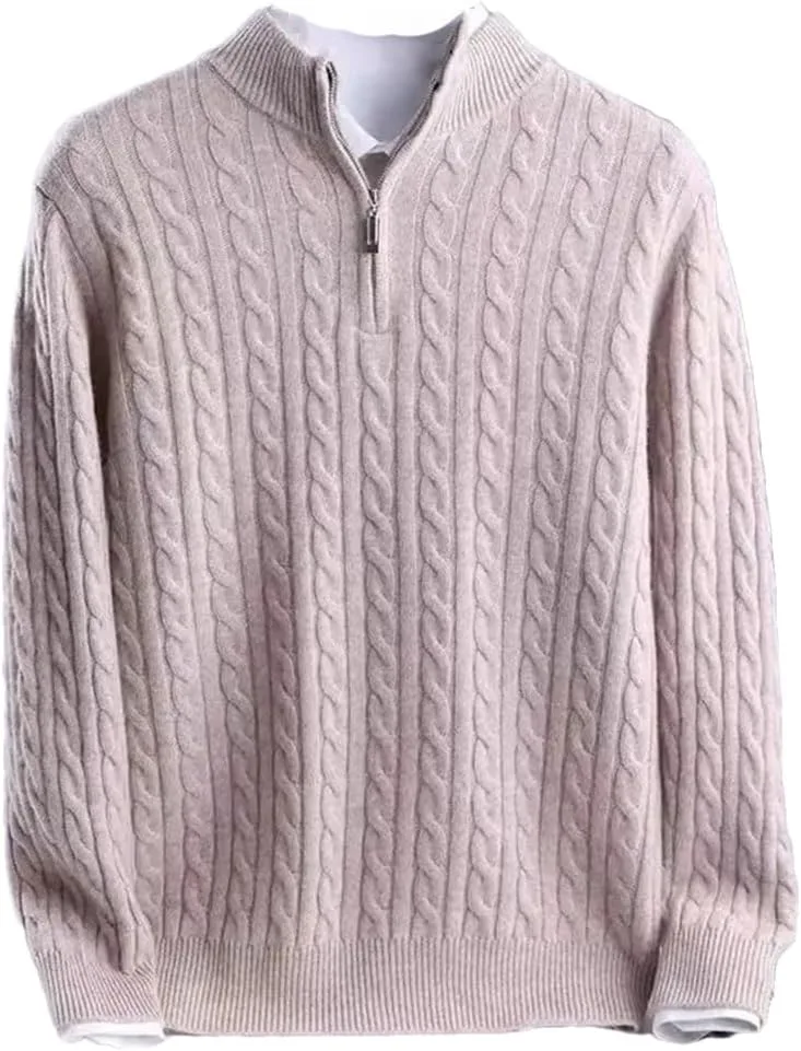 Мужской свитер из кашемира с воротником стойкой и полузастежкой
Мужской свитер из кашемира с воротником стойкой и полузастежкой