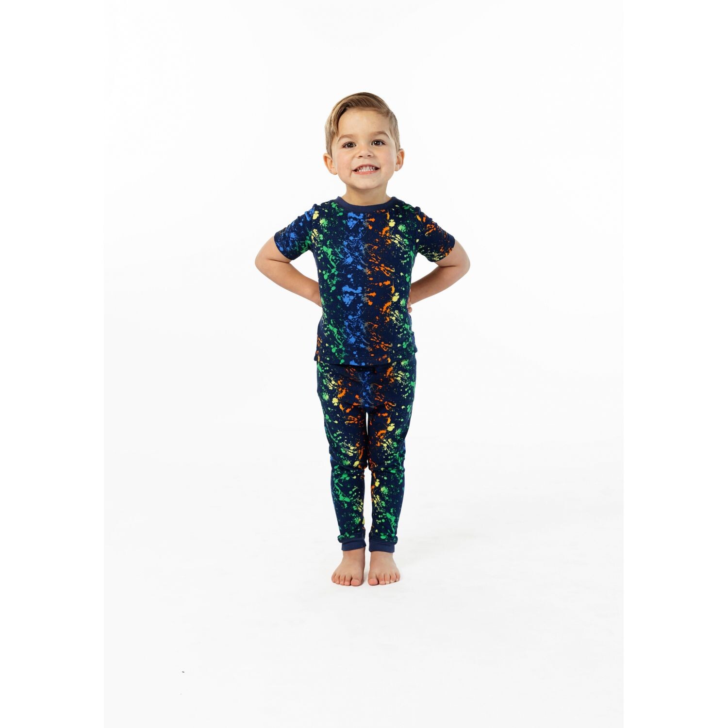 Супермягкий, плотно прилегающий пижамный комплект для сна для мальчиков с неоновыми брызгами Sleep On It, состоящий из двух предметов Sleep on it