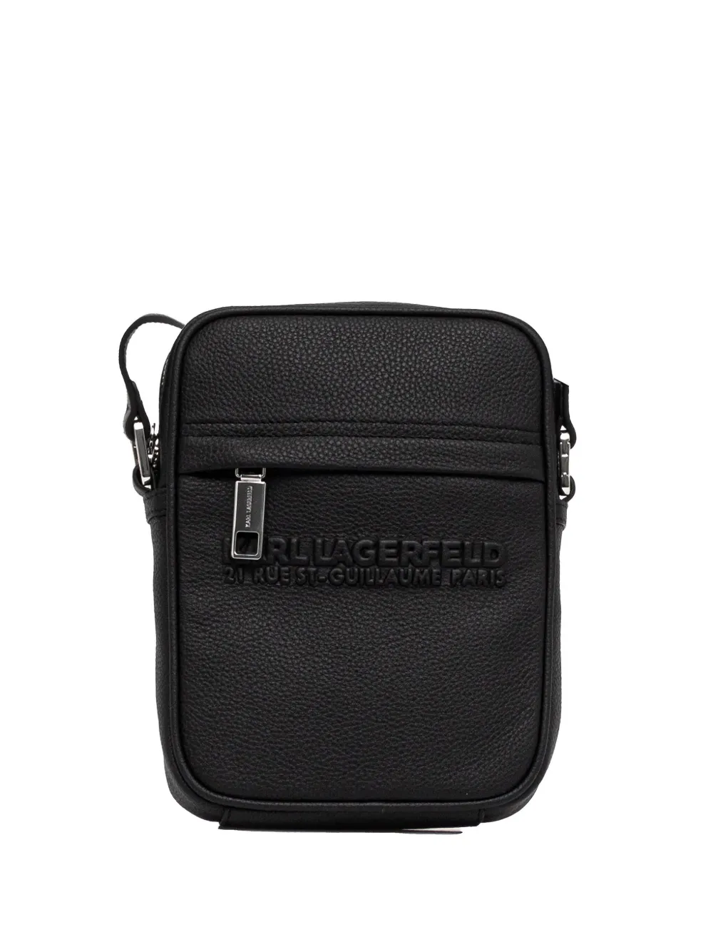 Сумка-мессенджер на молнии с тисненым логотипом KARL LAGERFELD, черный 
Сумка-мессенджер на молнии с тисненым логотипом KARL LAGERFELD, черный