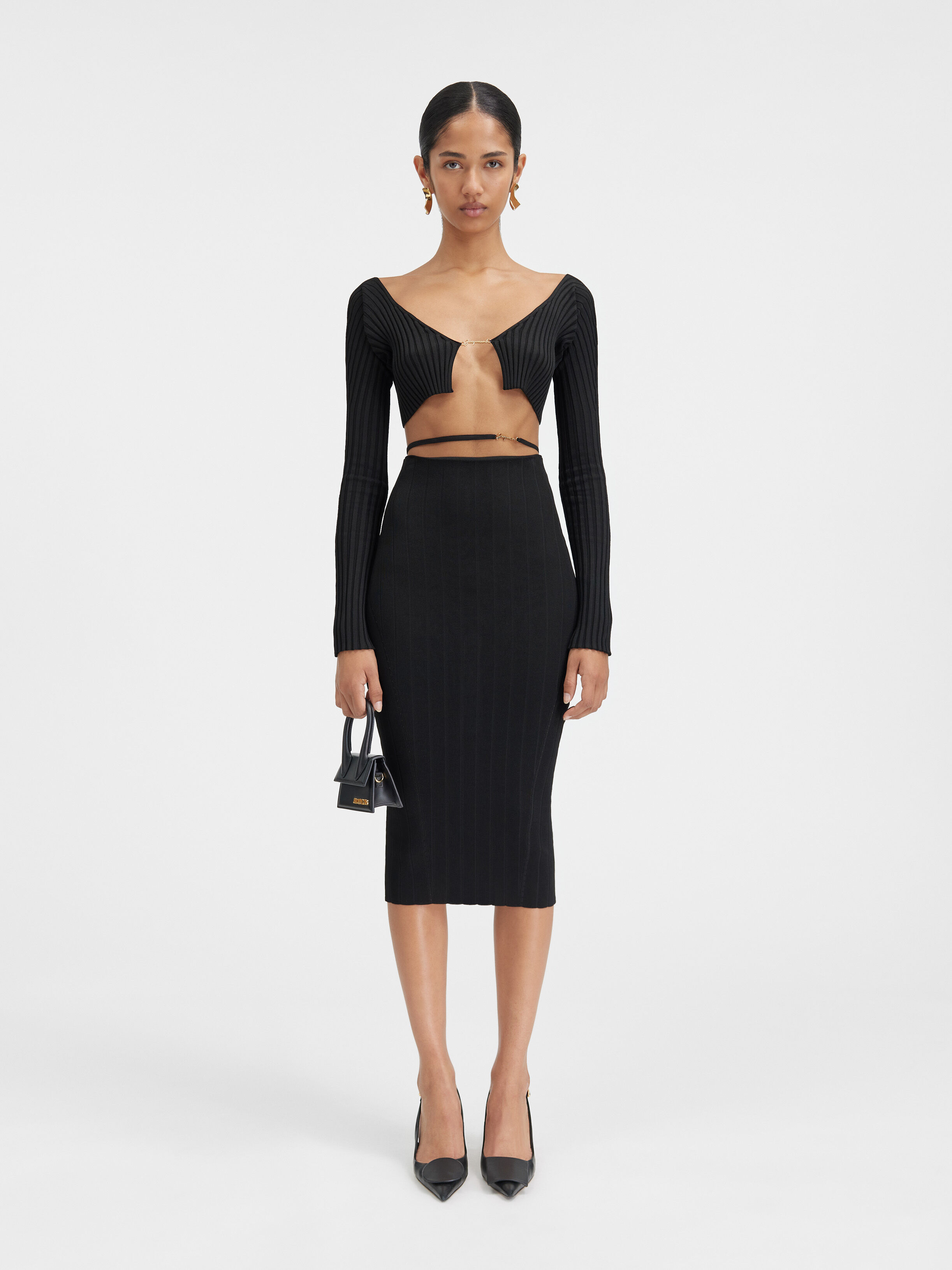 Вязаная юбка миди JACQUEMUS The Pralù skirt, черный 
Вязаная юбка миди JACQUEMUS The Pralù skirt, черный