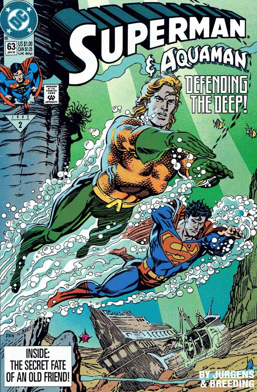 Superman, No. 63: Superman and Aquaman Defending the Deep (January, 1992) (DC Comics)
Superman, No. 63: Superman and Aquaman Defending the Deep (January, 1992) (DC Comics)
