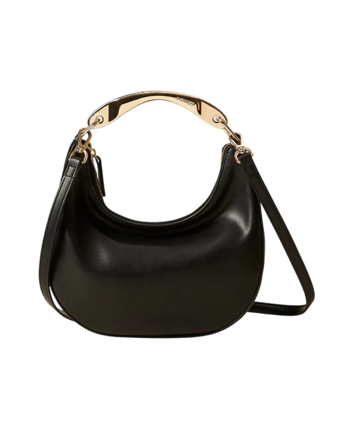 Черная кожаная сумка с металлической ручкой Twinset, черный
Черная кожаная сумка с металлической ручкой Twinset, черный