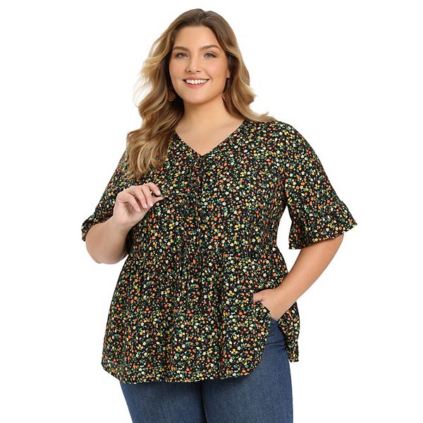 Блузка с V-образным вырезом и рюшами на рукавах для женщин plus size Grace & Grandeur, Black
Блузка с V-образным вырезом и рюшами на рукавах для женщин plus size Grace & Grandeur, Black