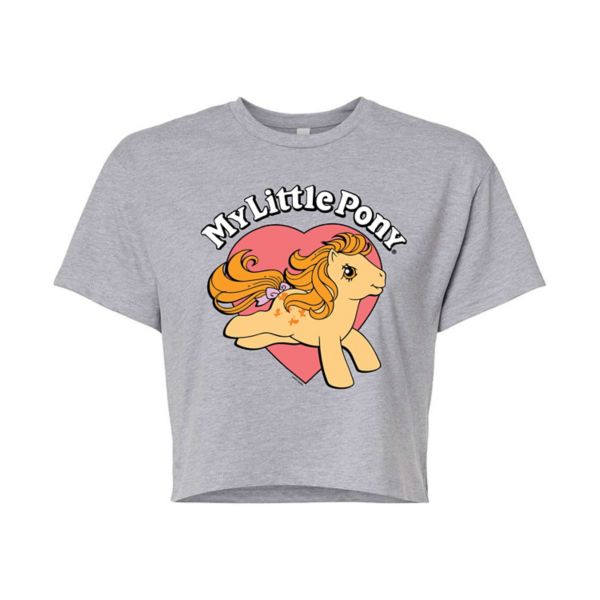 Детская укороченная футболка My Little Pony с ретро-сердцем Licensed Character, серый 
Детская укороченная футболка My Little Pony с ретро-сердцем Licensed Character, серый