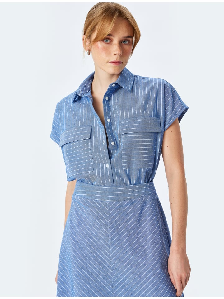 KOTON Рубашки с короткими рукавами в синюю полоску
KOTON Рубашки с короткими рукавами в синюю полоску