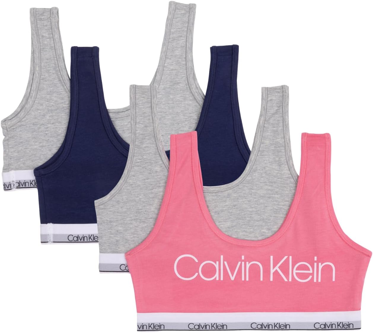 Классический хлопковый бюстгальтер-бралетт Calvin Klein для девочек, 4 пары, Pink / Heather Grey / Symphony Blue
Классический хлопковый бюстгальтер-бралетт Calvin Klein для девочек, 4 пары, Pink / Heather Grey / Symphony Blue